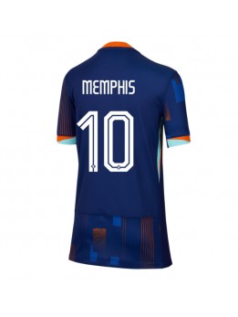 Nederländerna Memphis Depay #10 Replika Borta Kläder Dam EM 2024 Kortärmad